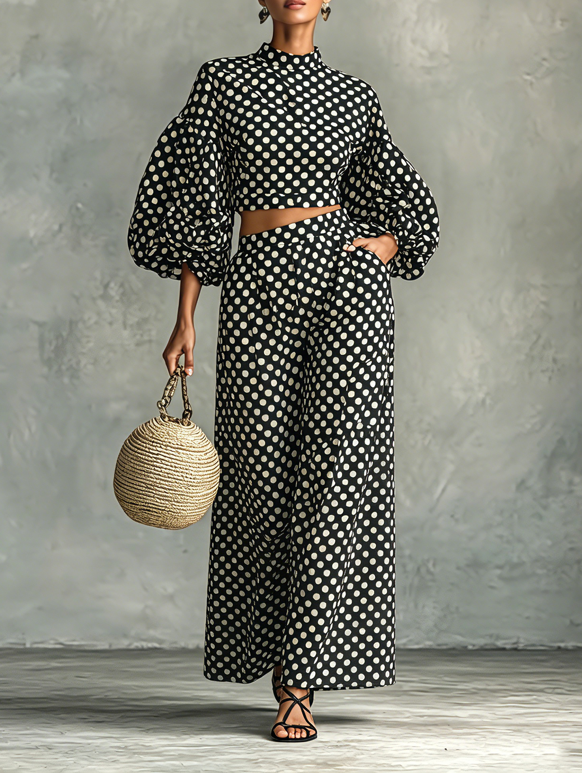 Polka-Dot Blouse Set