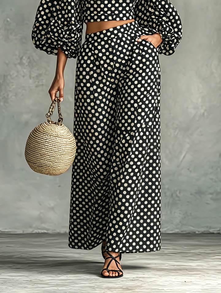 Polka-Dot Blouse Set