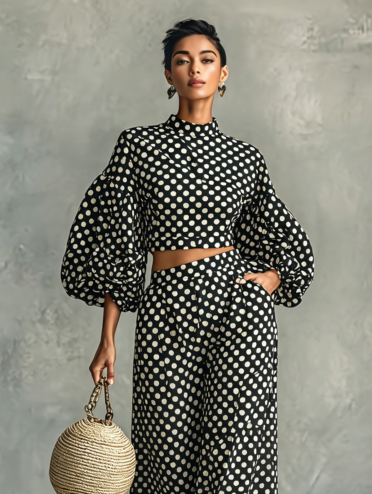 Polka-Dot Blouse Set