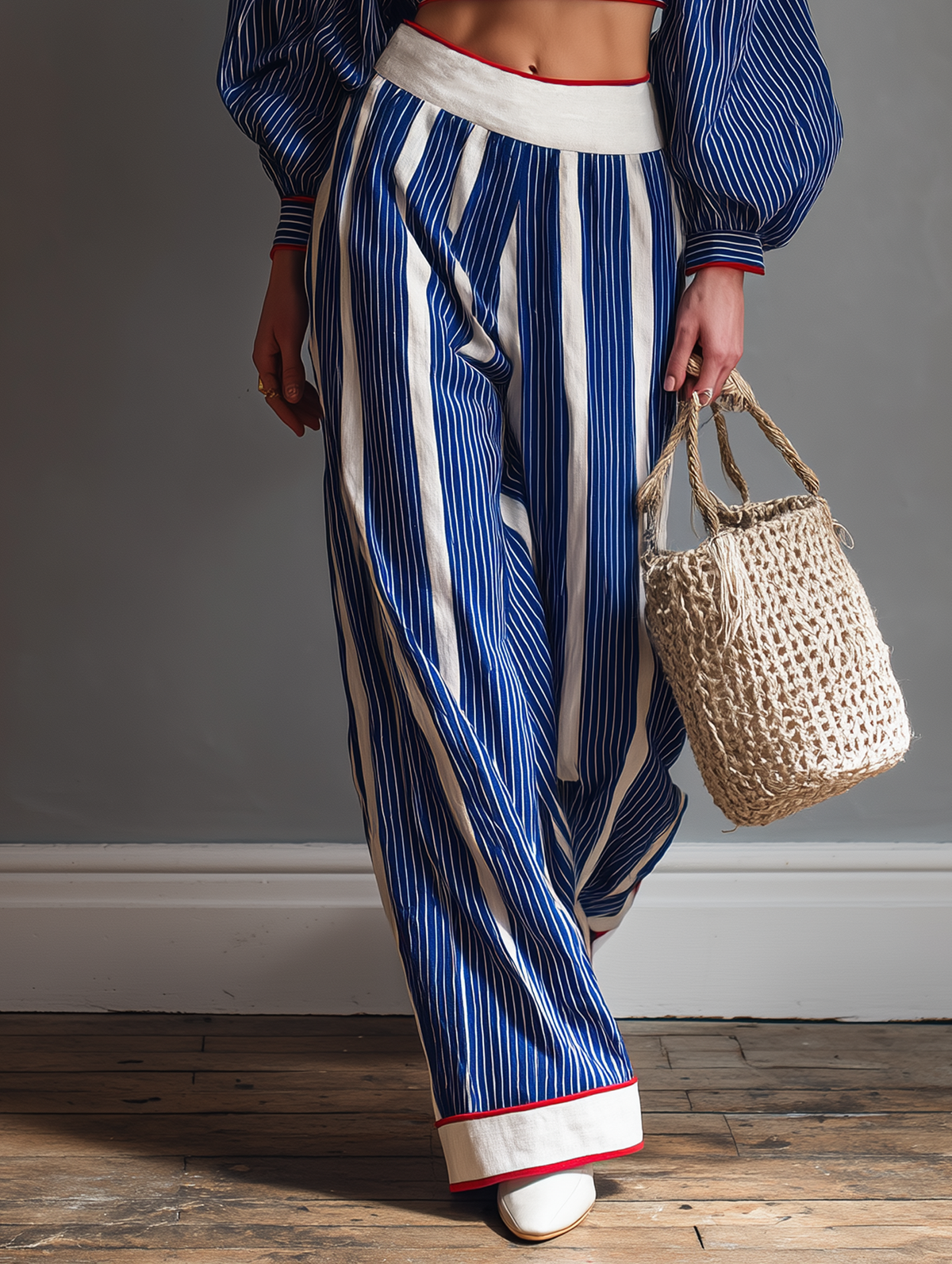 Striped Blouse Set