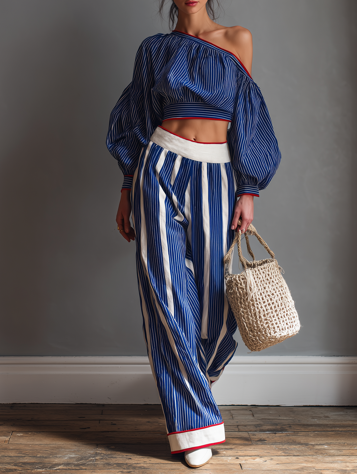 Striped Blouse Set