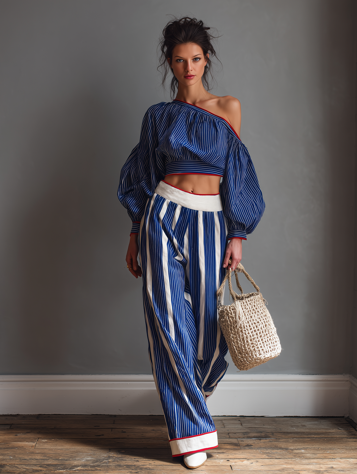 Striped Blouse Set