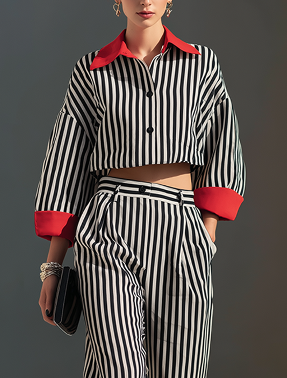 Lila Cropped Shirt & Wide-Leg Pants Set