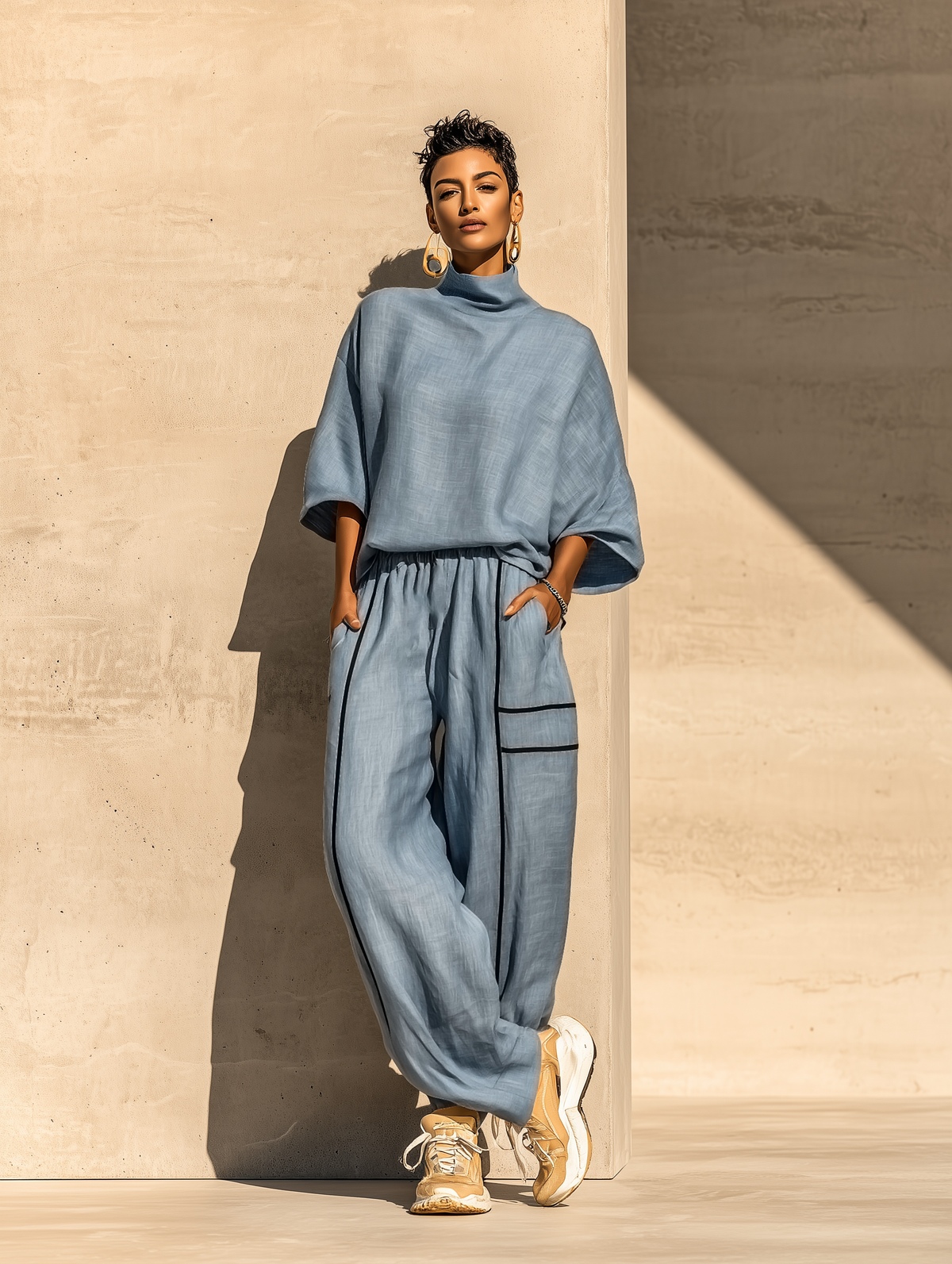 Linen Turtleneck Set