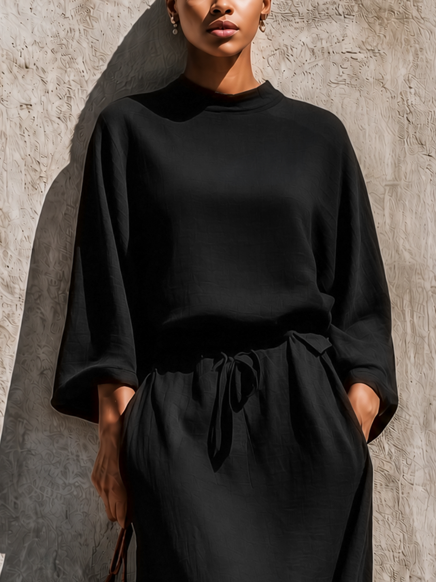 Linen Blend Top & Maxi Skirt Set