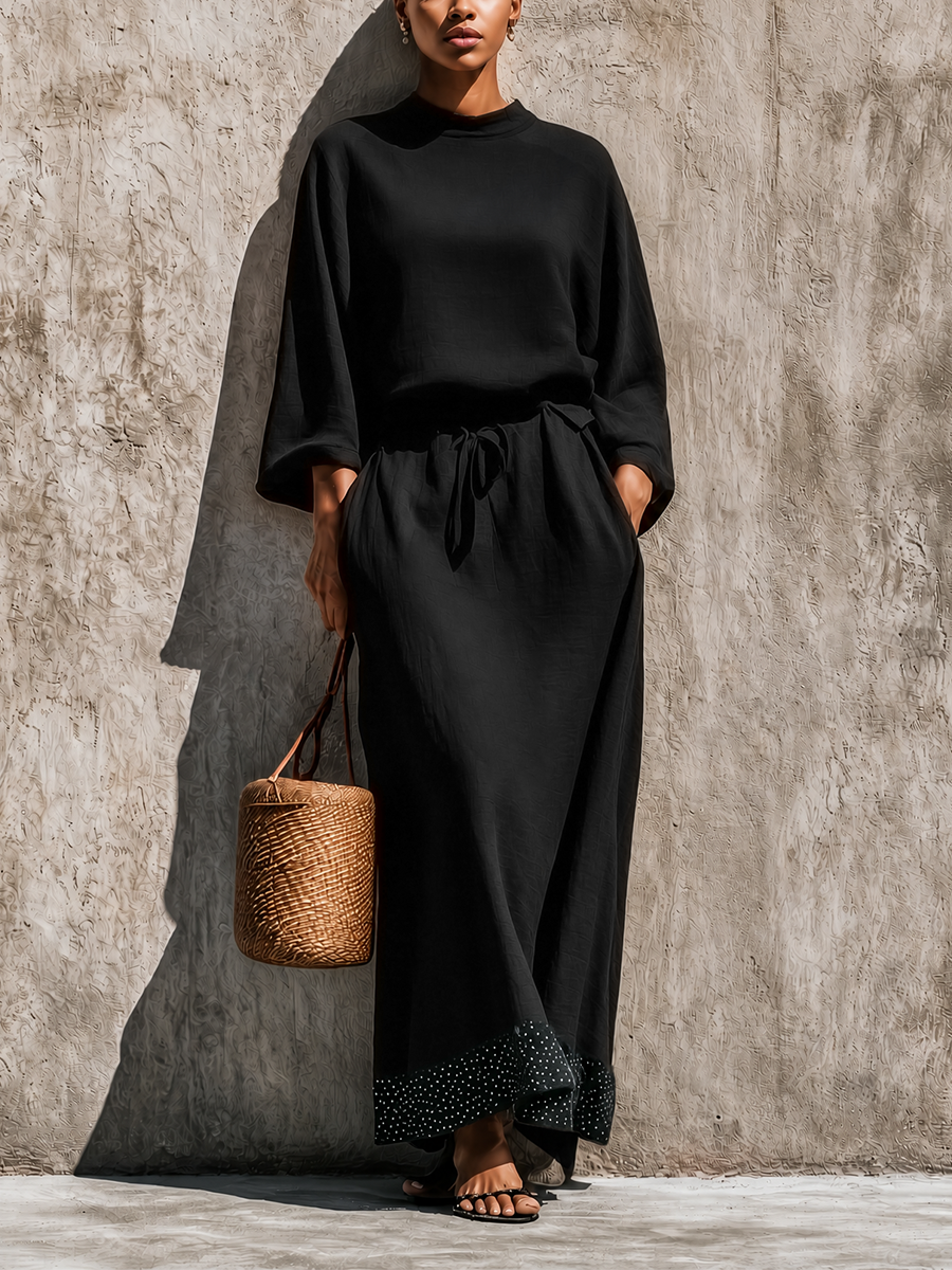Linen Blend Top & Maxi Skirt Set