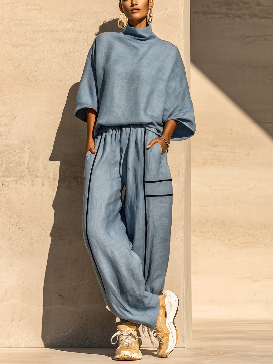 Linen Turtleneck Set