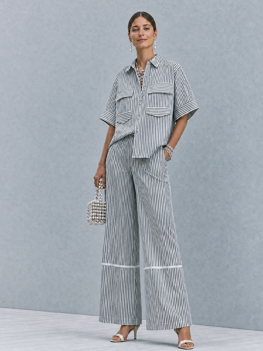 Lapel Trousers Set