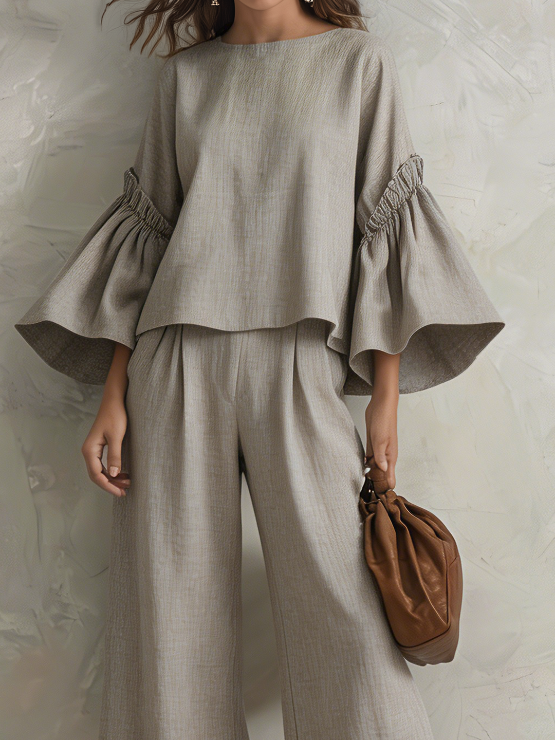 Grey Cotton-Linen Top