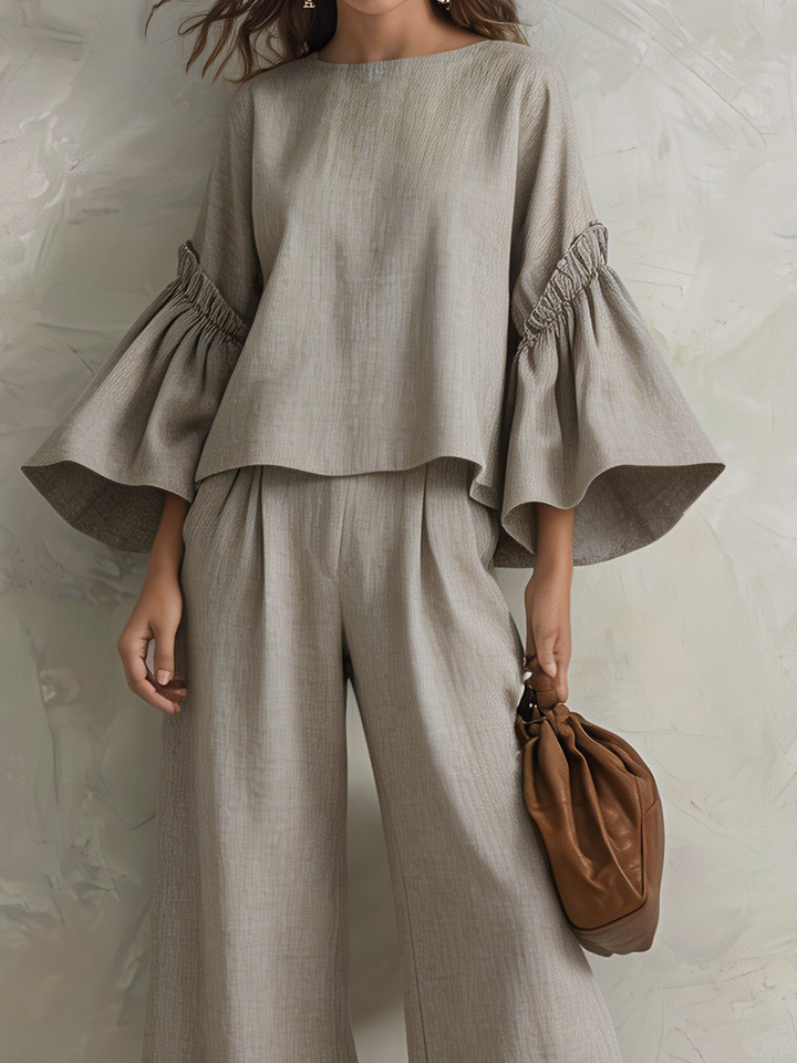 Grey Cotton-Linen Top