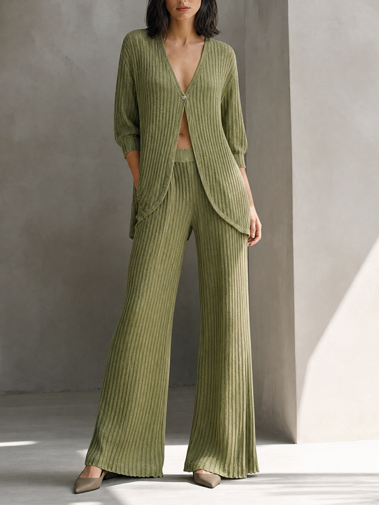 Olive Green Cardigan Set