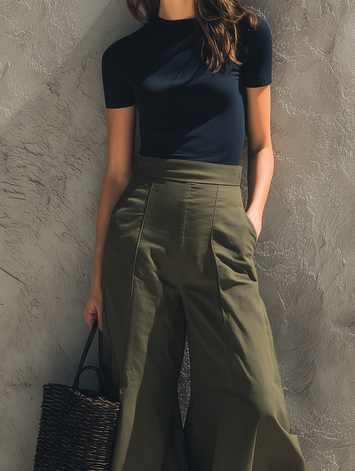 Navy Top & Green Trousers