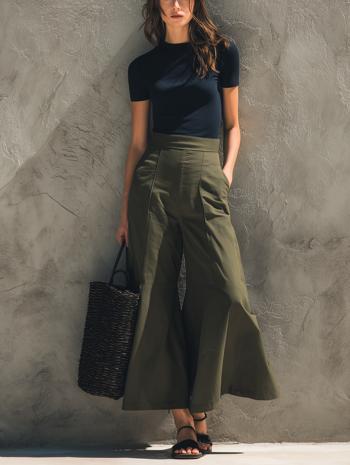 Navy Top & Green Trousers