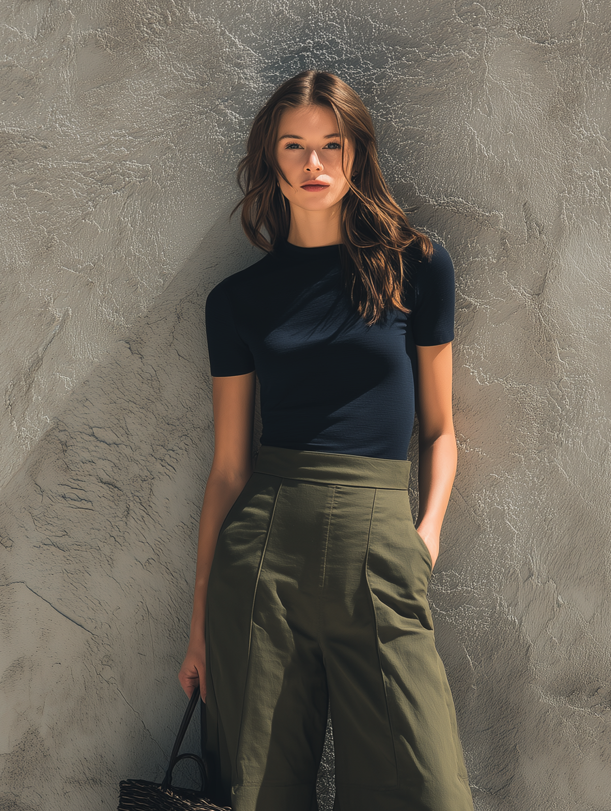 Navy Top & Green Trousers