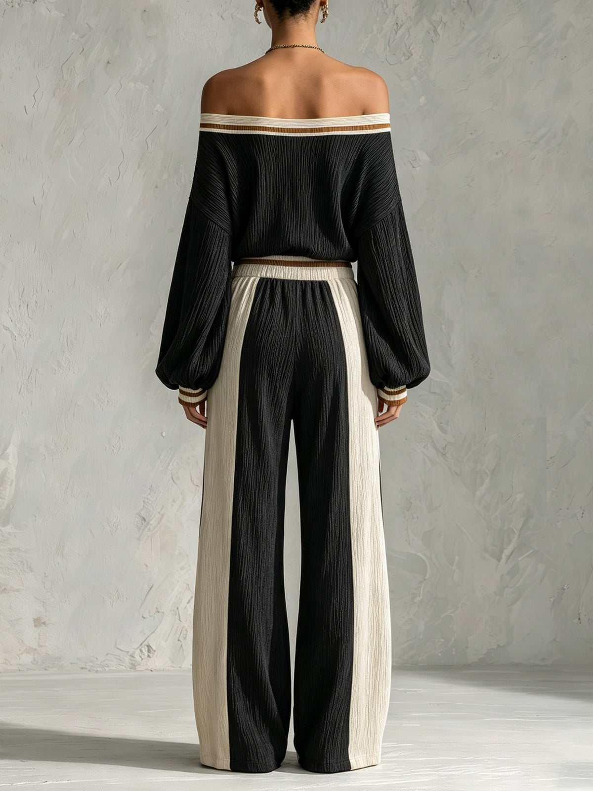 Off-Shoulder Colourblock Knit Set