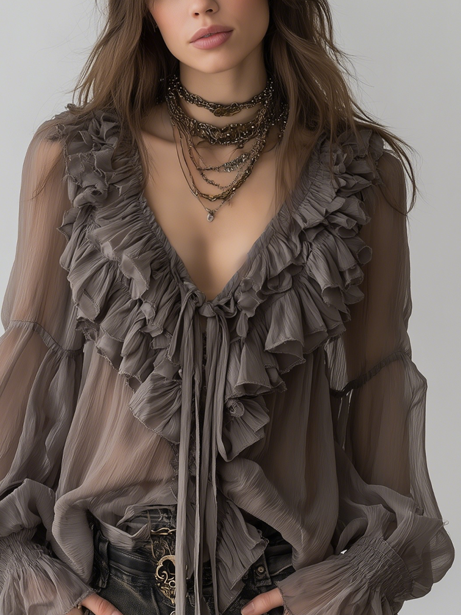 Ruffled Grey Top