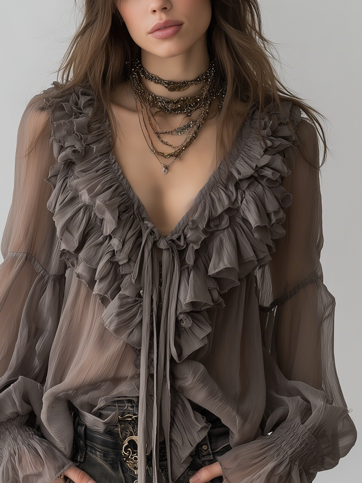 Ruffled Grey Top