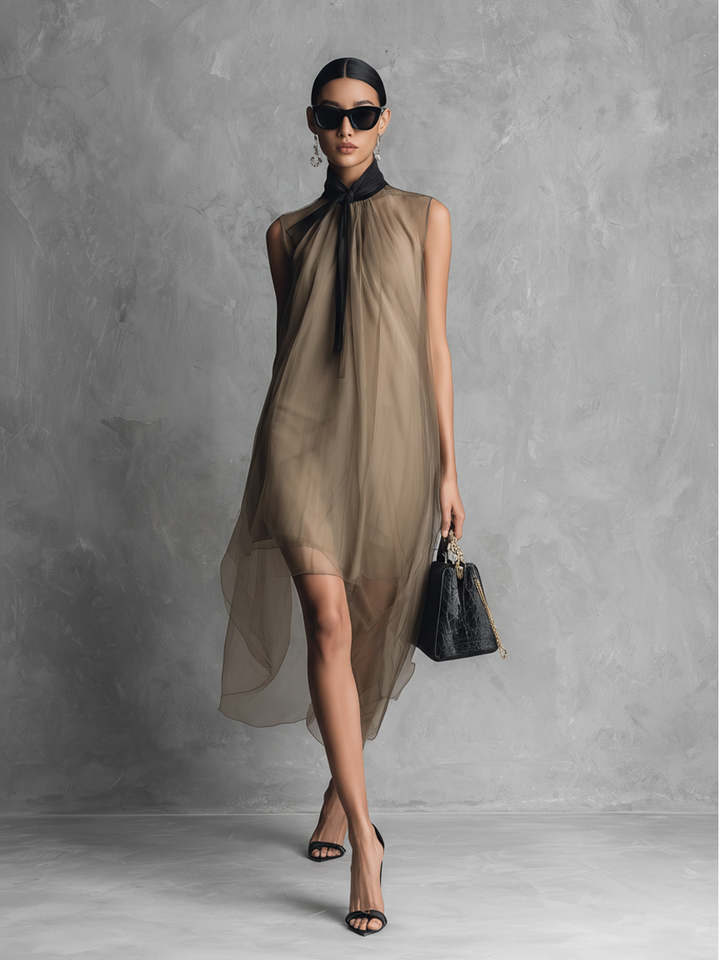 Chiffon Color-Blocked Dress