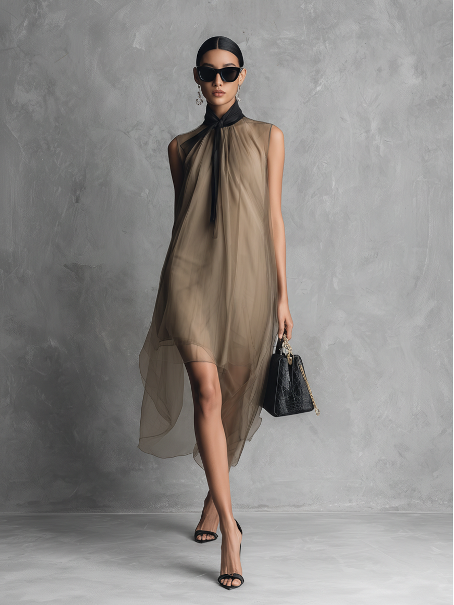 Chiffon Color-Blocked Dress