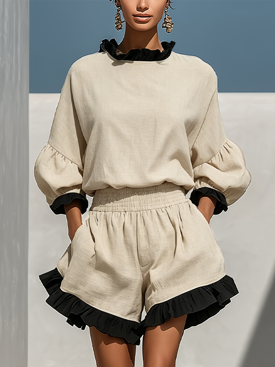 Beige Ruffle Set