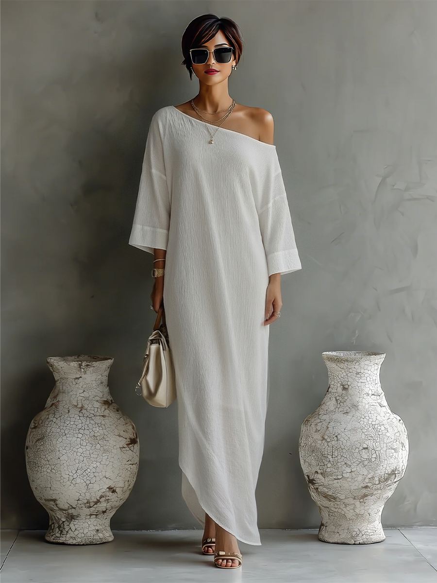 Ivory One-Shoulder Dress