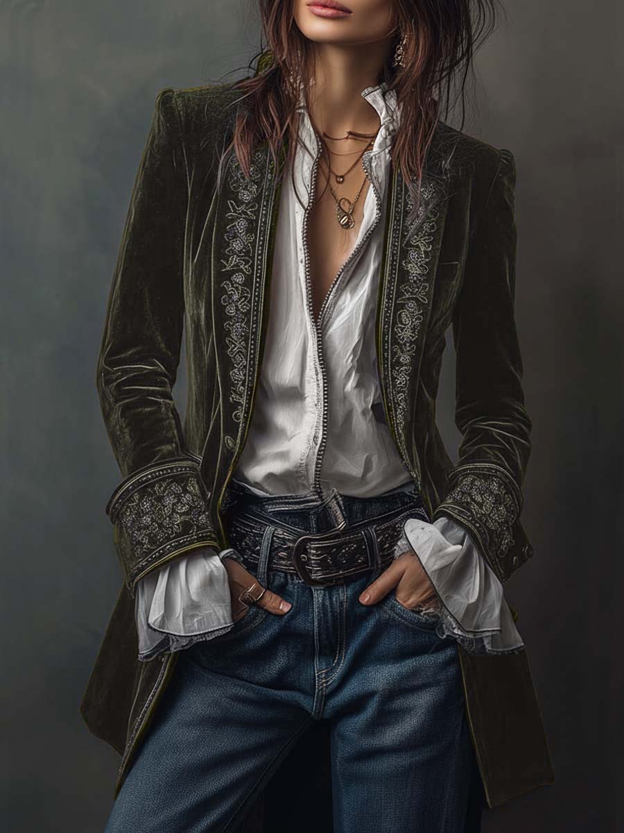 Navy Velvet Jacket