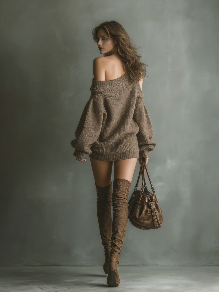 Off-Shoulder Knit Dress