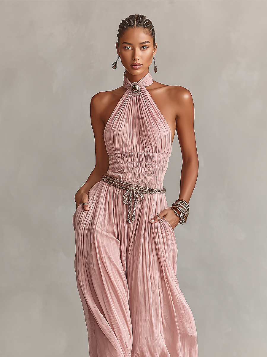 Blush Pleated Jumpsuit