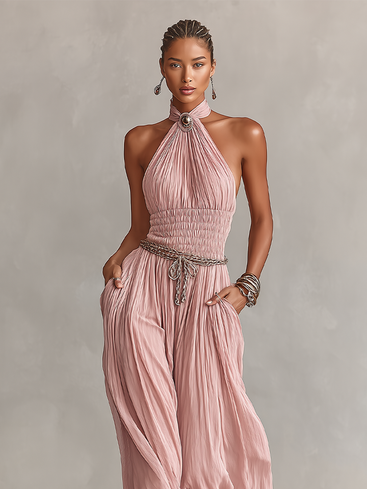 Blush Pleated Jumpsuit