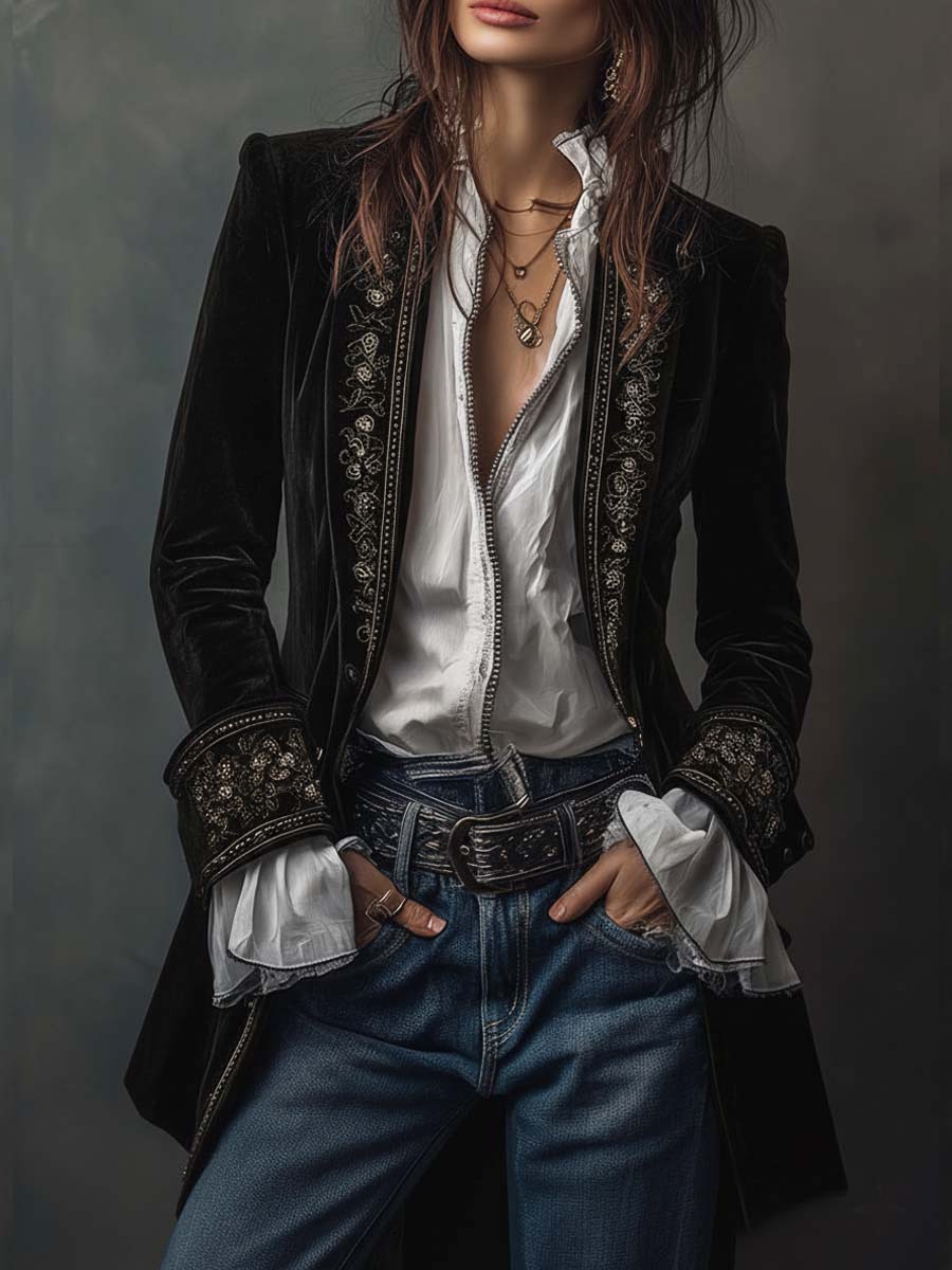 Navy Velvet Jacket