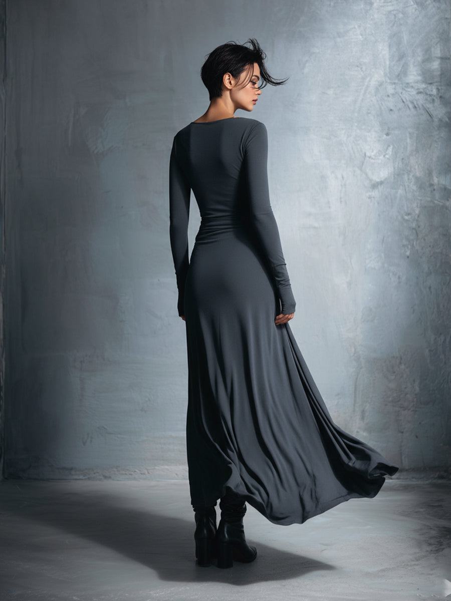 Gray Wrap Dress