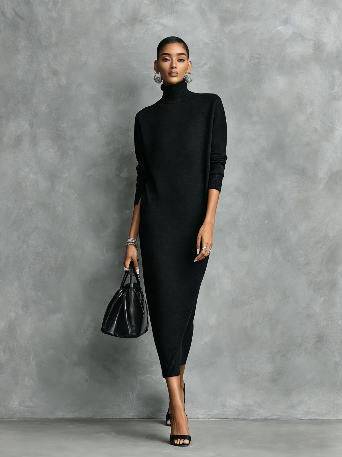 Turtleneck Midi Dress