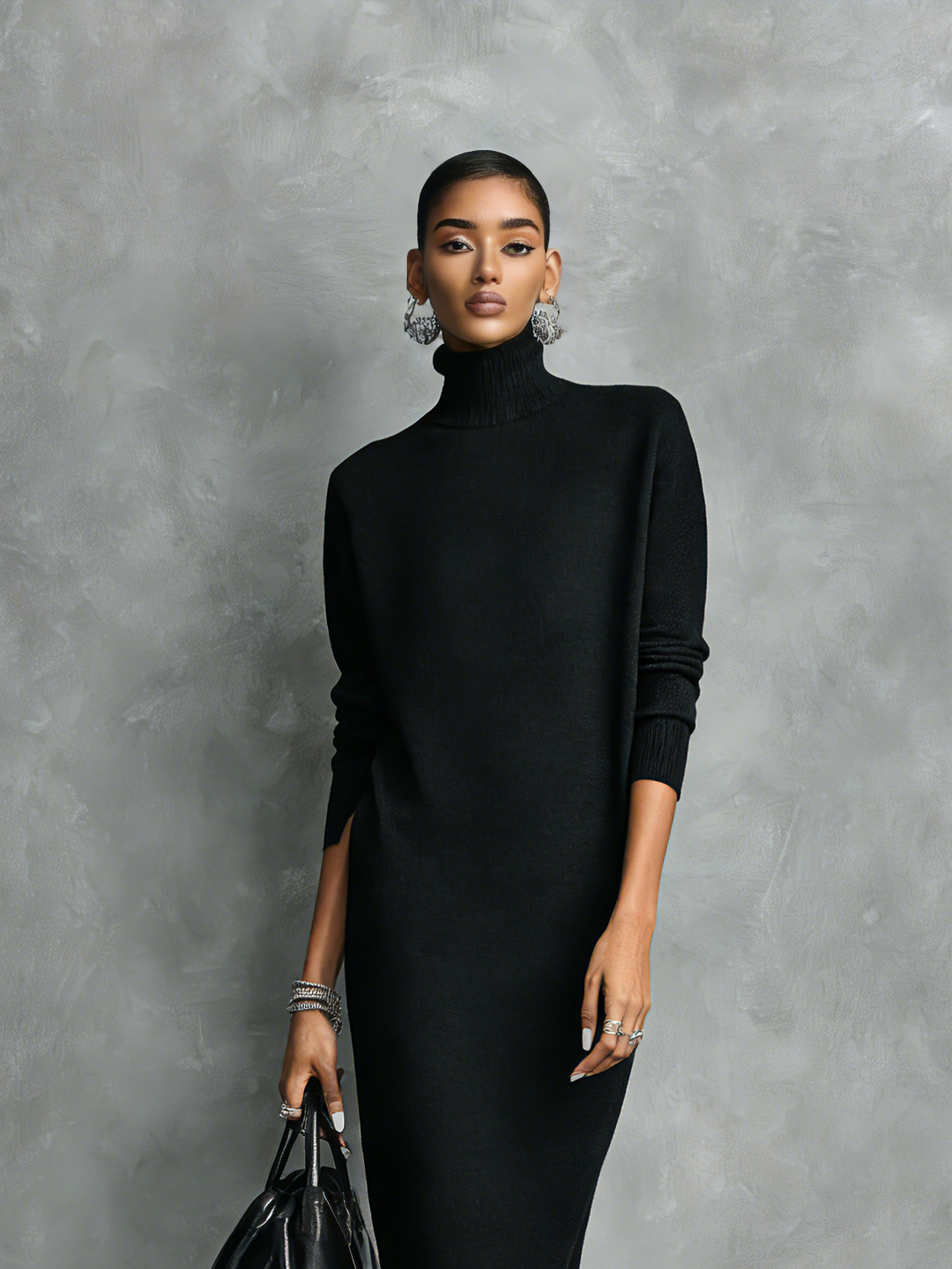 Turtleneck Midi Dress