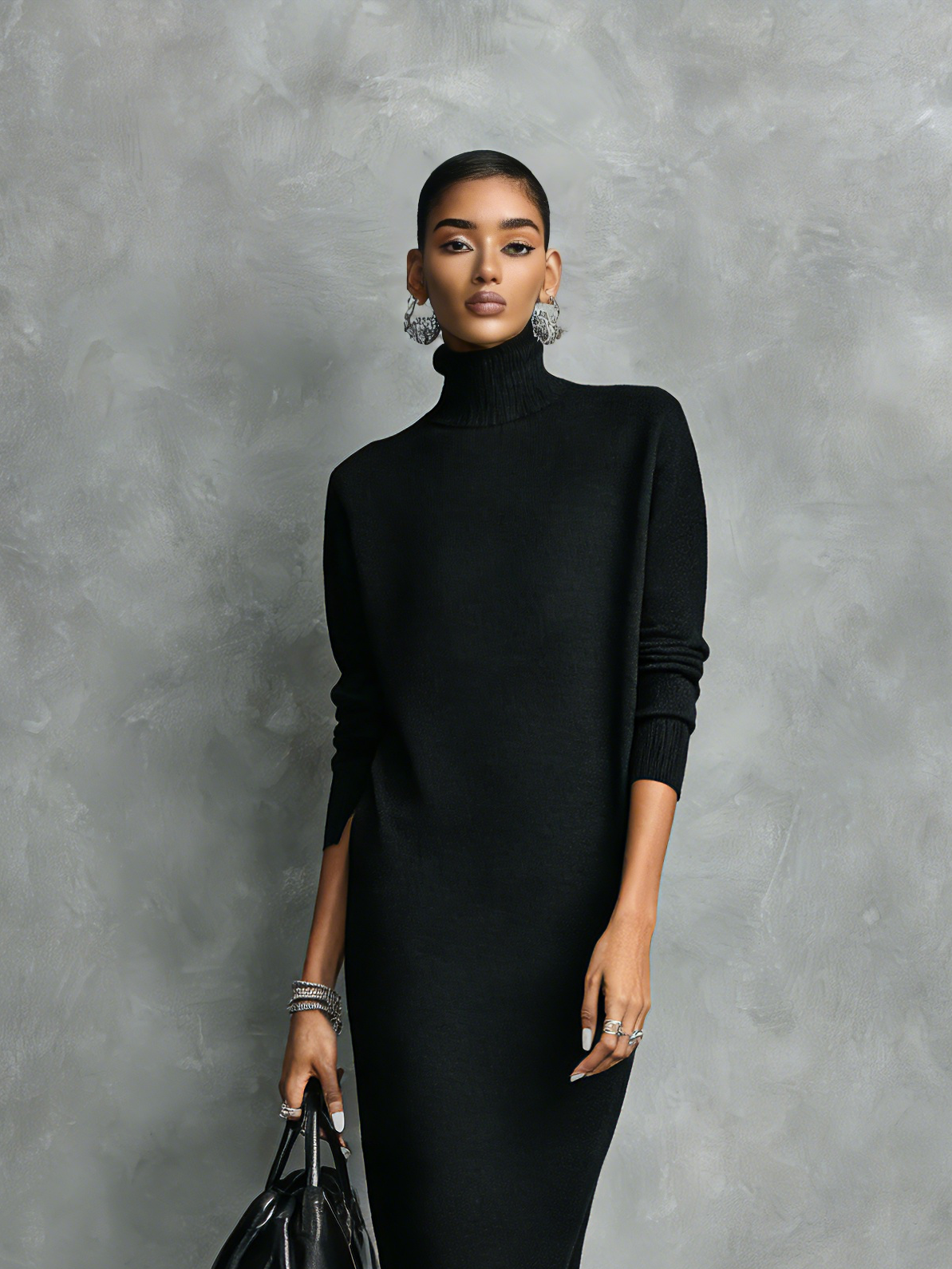 Turtleneck Midi Dress