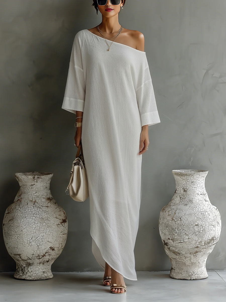 Ivory One-Shoulder Dress