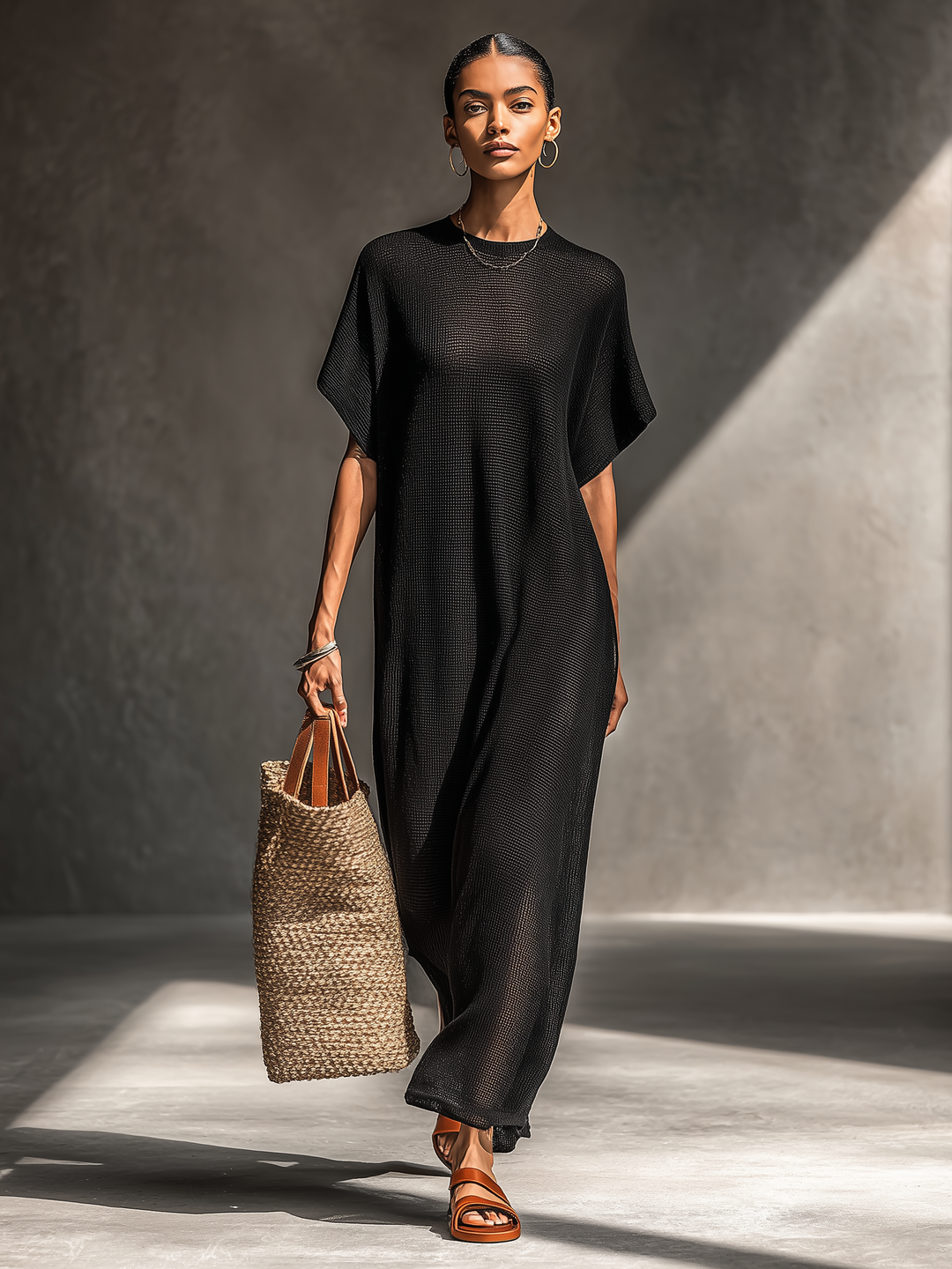 Sheer Knit Maxi Dress