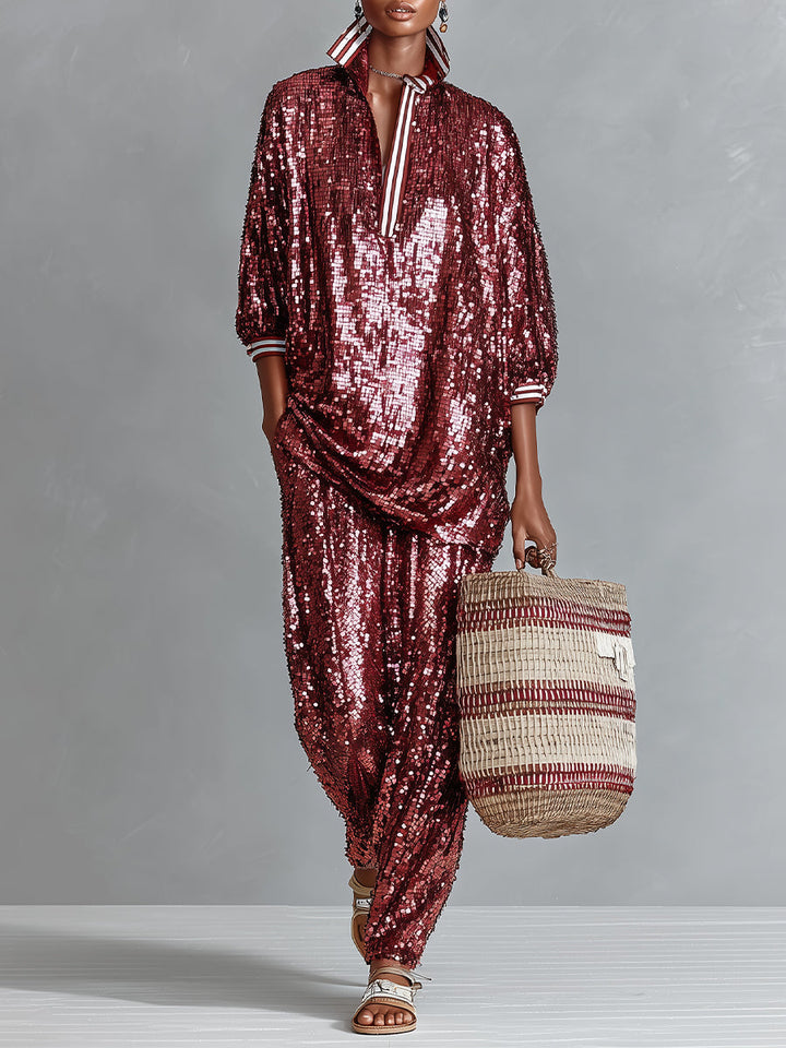Burgundy Sequin Set