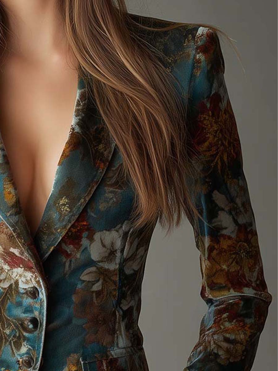 Teal Floral Blazer