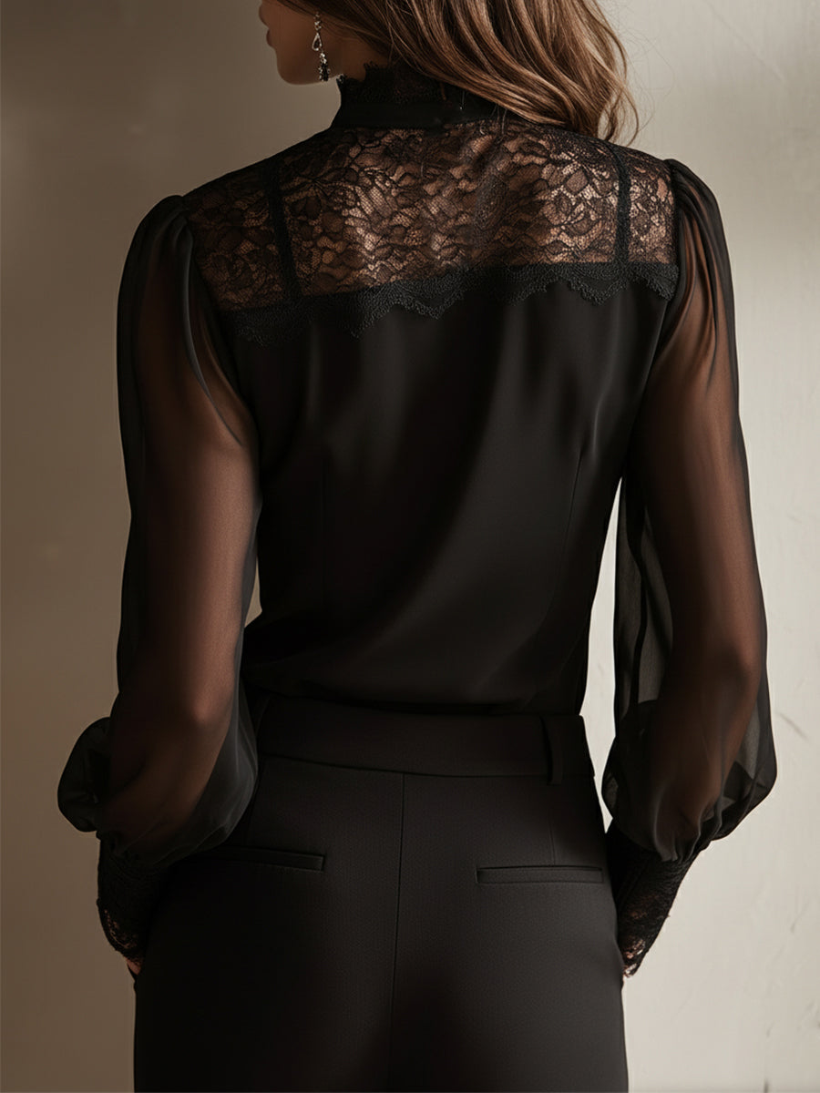 Lace Chiffon Blouse