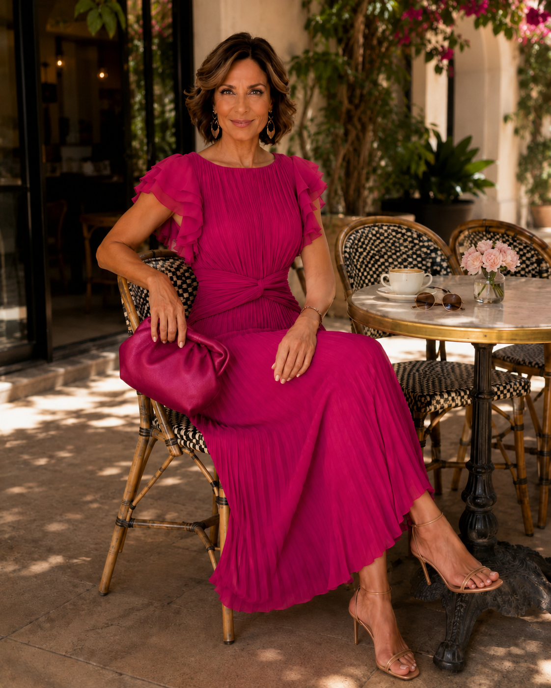 Twist-Waist Pleat Dress