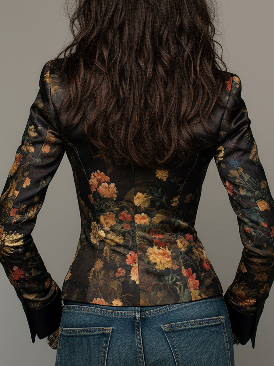 Floral Satin Blazer