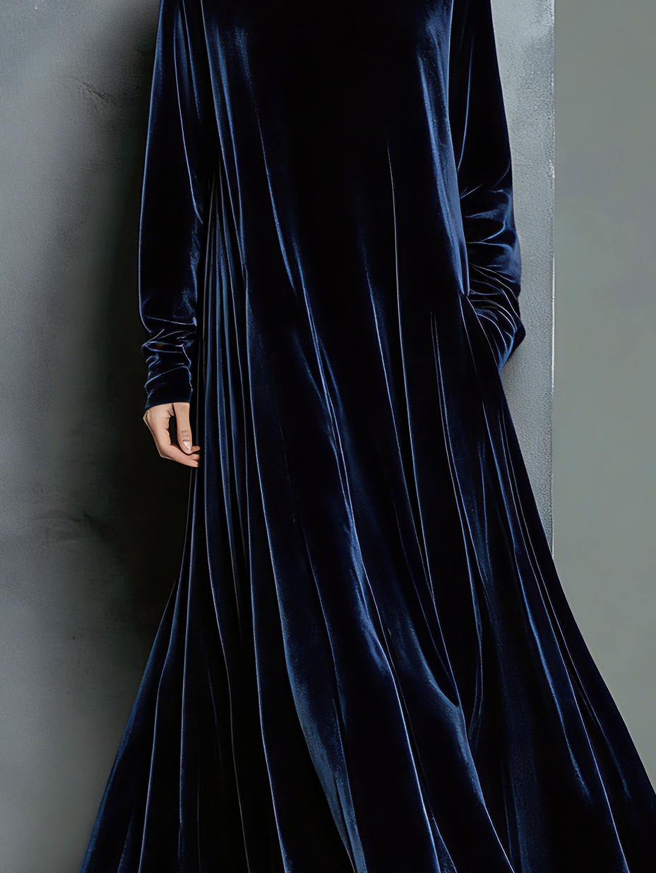 Navy Velvet Maxi Dress