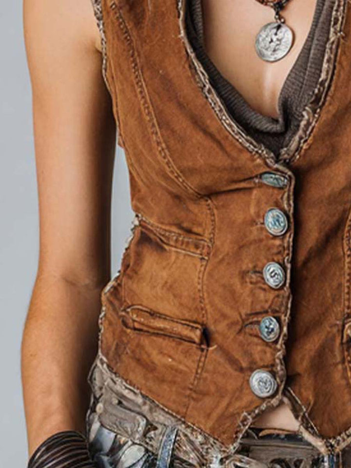 Caramel Denim Vest