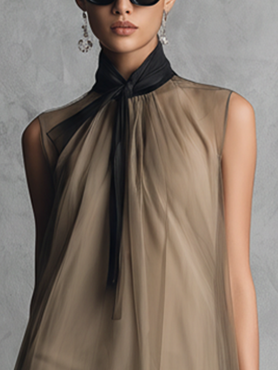 Chiffon Color-Blocked Dress