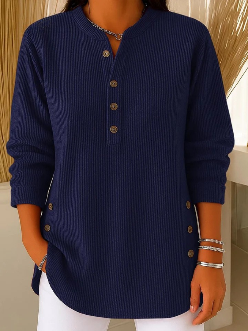 Eden Button Henley Tunic - Navy