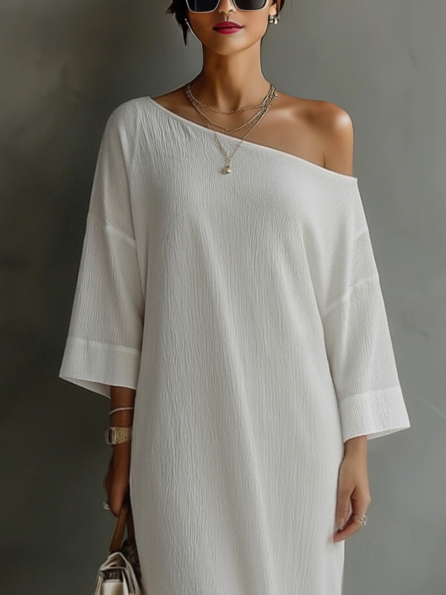Ivory One-Shoulder Dress