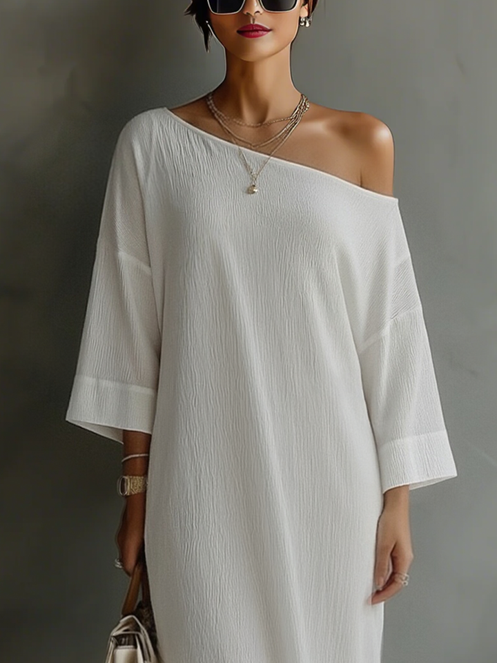 Ivory One-Shoulder Dress
