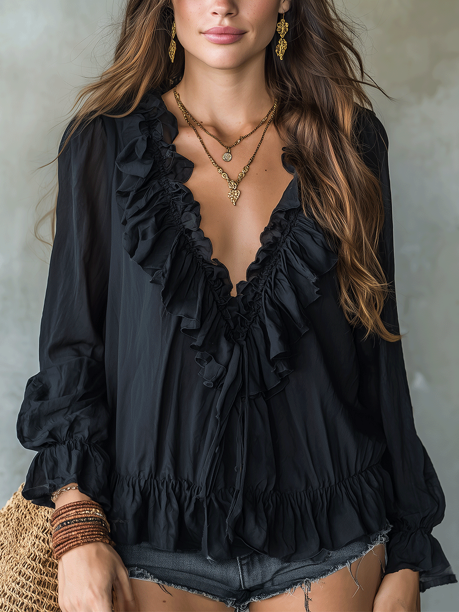 Ruffle Trim Blouse