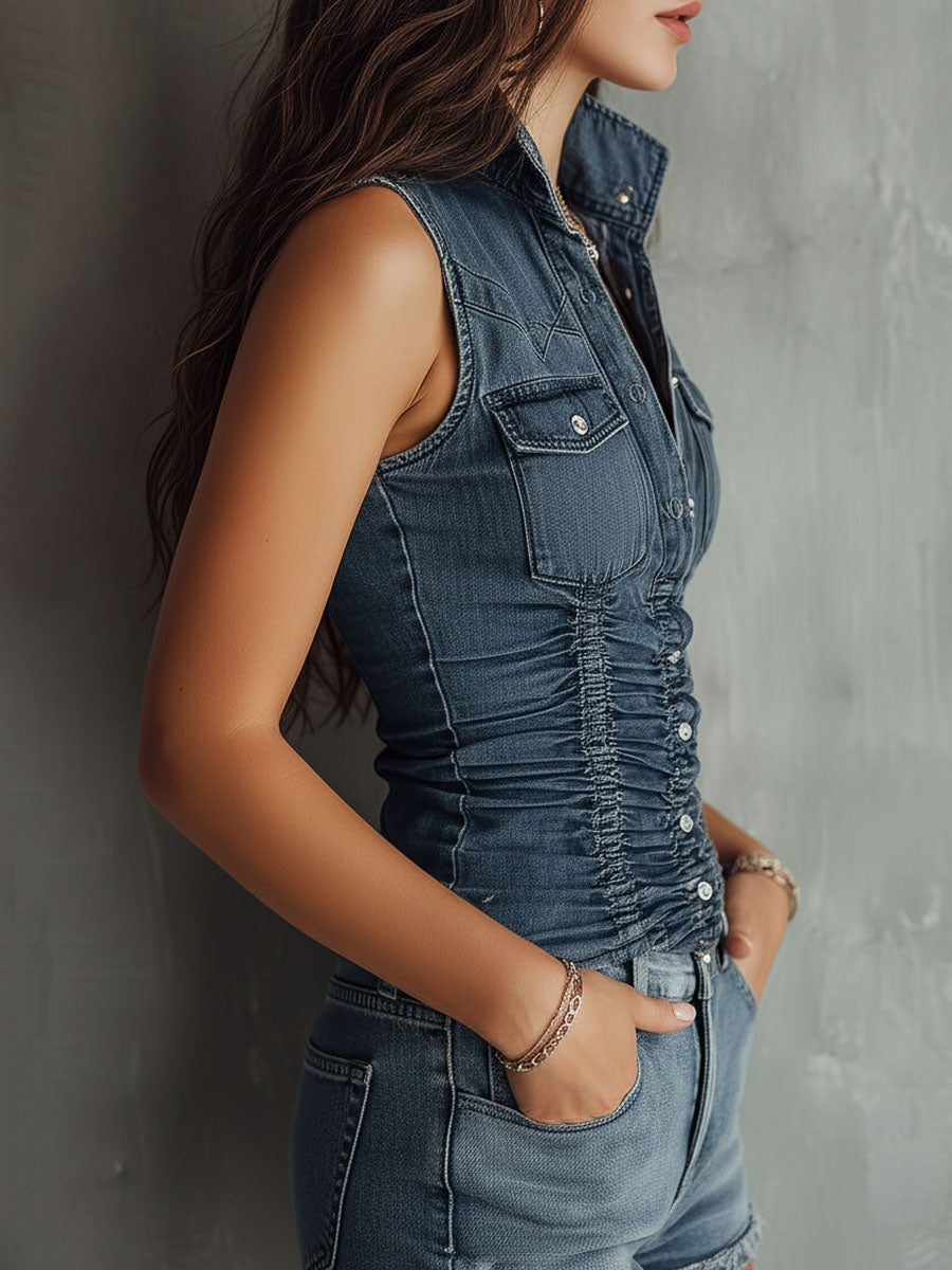 Blue Ruched Shirt