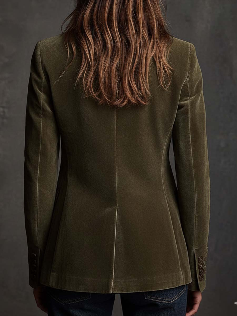 Olive Velvet Blazer